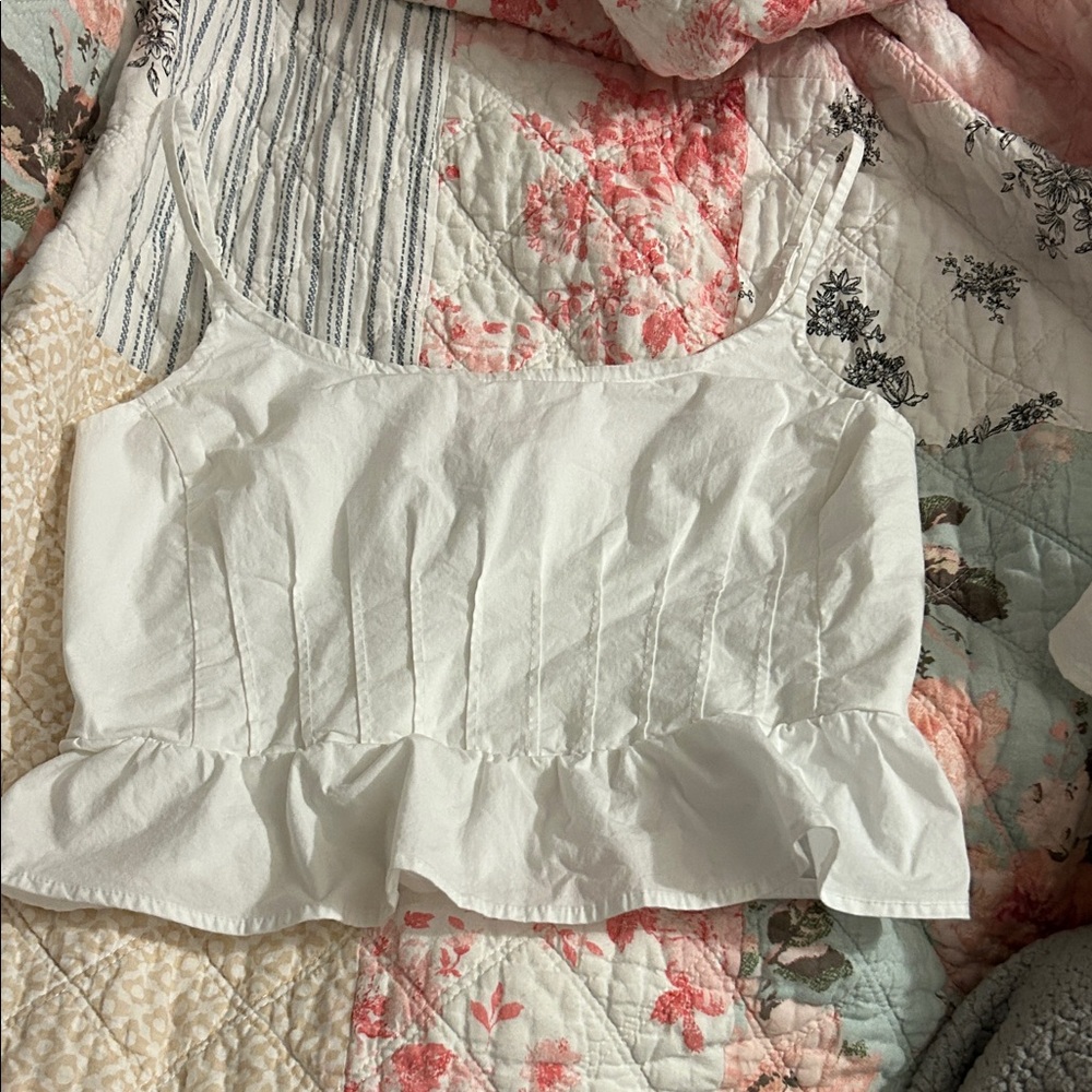 American Eagle Outfitters White Ruffled Camisole